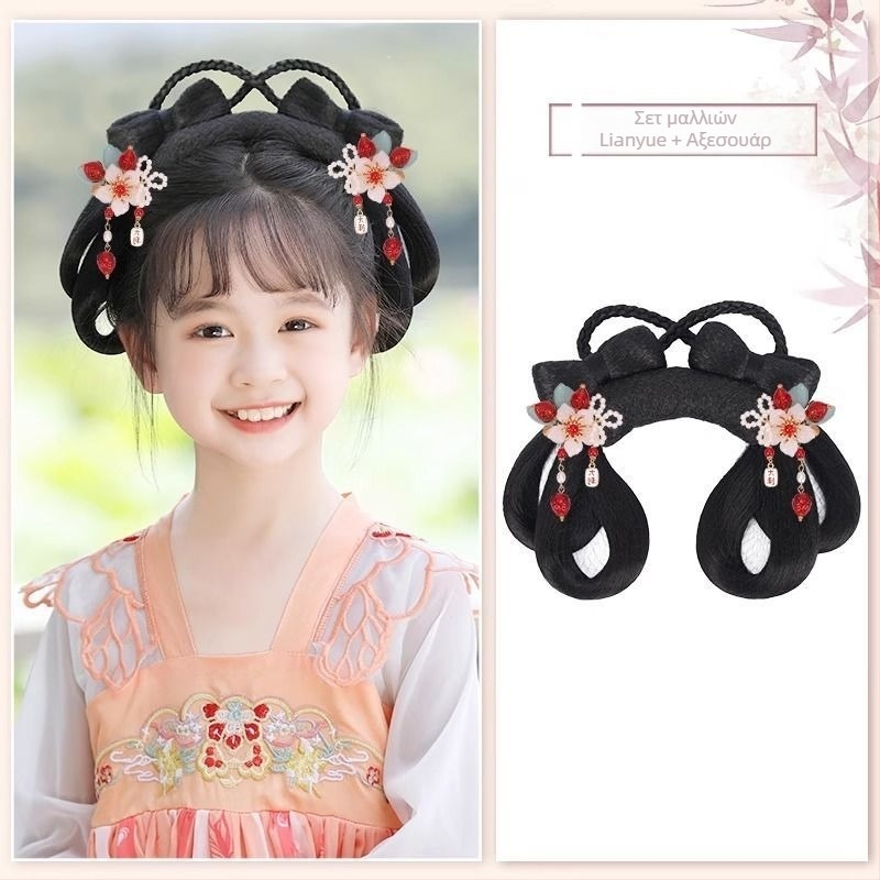 Παιδική περούκα και αξεσουάρ κεφαλής σε στυλ Χαν – κοντά μαλλιά από ντόπιο μετάξι, μοντέλο Λιάν Γουέ