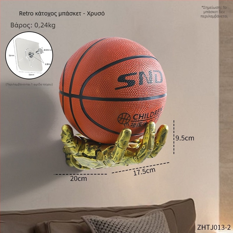 Τοίχου ράφι αποθήκευσης σε κυβερνοπάνκ στυλ για μπάσκετ, ρούχα και ποδόσφαιρο – βινύλιο, ημιχειρωνακτική και ημιμηχανική κατασκευή