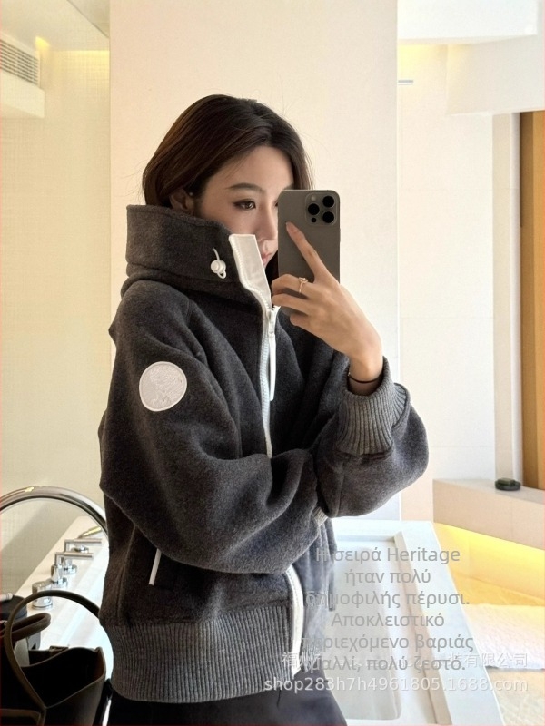 Chilliwack σειρά SS25 γυναικείο μάλλινο φλίς μπόμπερ τζάκετ με φερμουάρ, stand-up γιακάς, παχιά βούρτσιστη επένδυση, 70–80% μαλλί