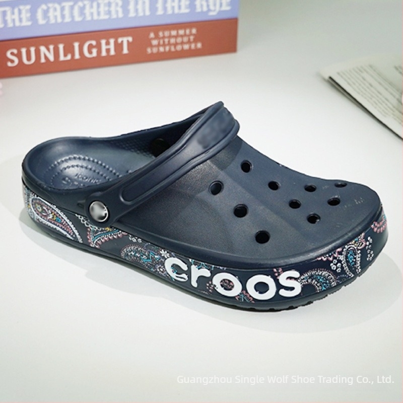 Πέδιλα με ζωγραφισμένο μοτίβο, EVA επάνω μέρος και σόλα, Baotou toe, ύψος τακουνιού 2 cm, κλείσιμο με αγκράφα – παραθαλάσσιο στυλ για όλες τις εποχές