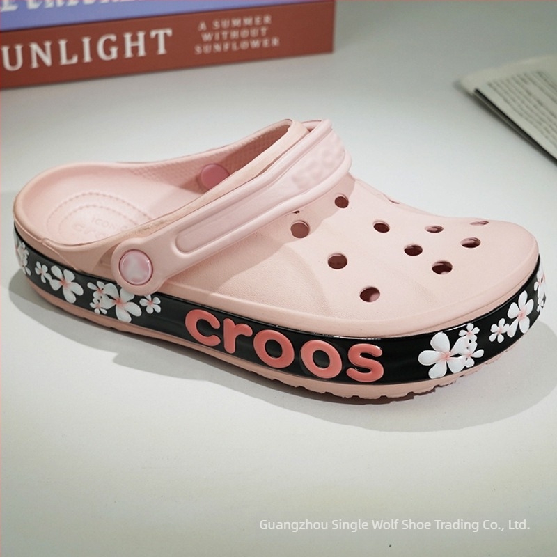 Πέδιλα με ζωγραφισμένο μοτίβο, EVA επάνω μέρος και σόλα, Baotou toe, ύψος τακουνιού 2 cm, κλείσιμο με αγκράφα – παραθαλάσσιο στυλ για όλες τις εποχές