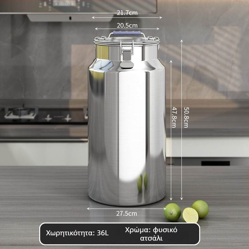 Μεταλλικός κάδος αποθήκευσης σιτηρών, σφραγισμένος, αδιάβροχος και ανθεκτικός σε έντομα, με καπάκι