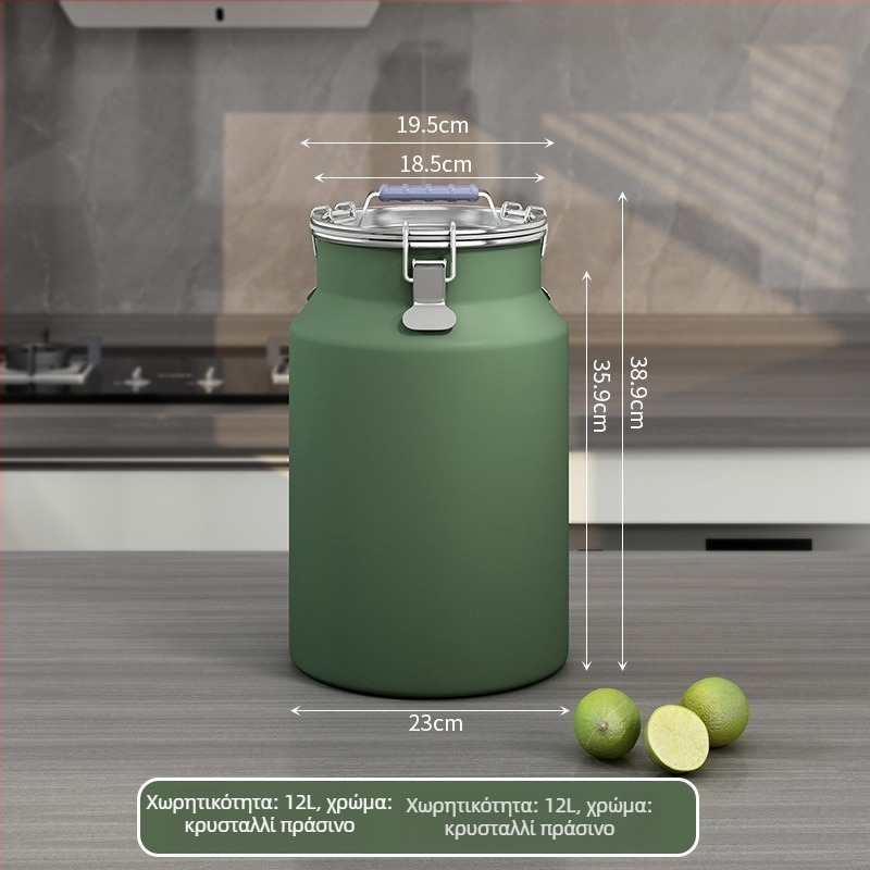 Μεταλλικός κάδος αποθήκευσης σιτηρών, σφραγισμένος, αδιάβροχος και ανθεκτικός σε έντομα, με καπάκι