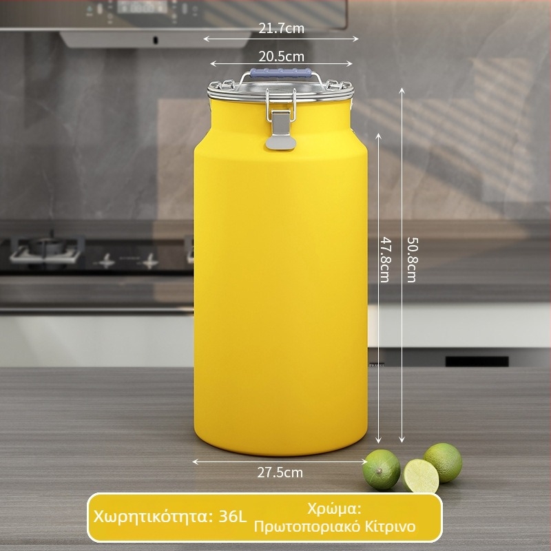 Μεταλλικός κάδος αποθήκευσης σιτηρών, σφραγισμένος, αδιάβροχος και ανθεκτικός σε έντομα, με καπάκι