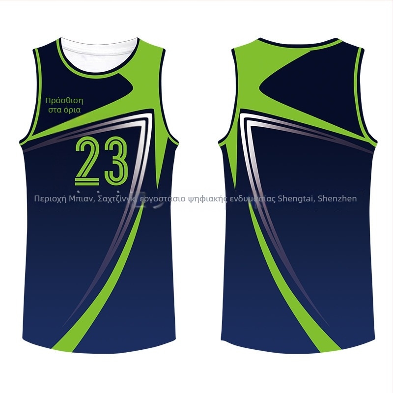 Αθλητικό γιλέκο χωρίς μανίκια με ψηφιακή εκτύπωση, 100% πολυεστέρας