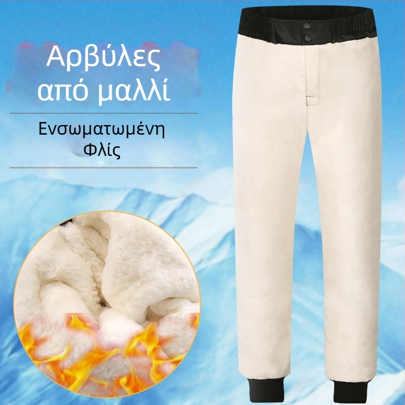Χαλαρή γραμμή παντελόνια από γνήσιο δέρμα προβάτου με γούνα ενσωματωμένη, ανδρικά, casual στυλ, κύρια ύλη: γούνα προβάτου, θερινή σεζόν 2021