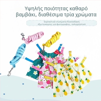 Ρούχα και λουρί για κατοικίδιο κουνέλι – καρτούν στυλ, βαμβάκι, Radish Valley, γενικής χρήσης