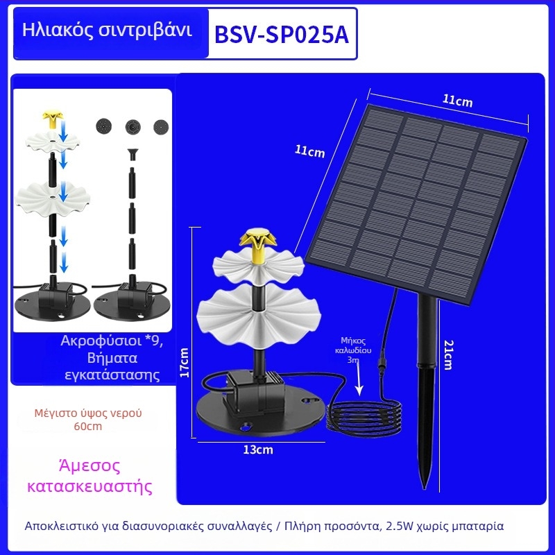 Best way ηλιακό συντριβάνι μπάνιου πουλιών με άμεση κίνηση