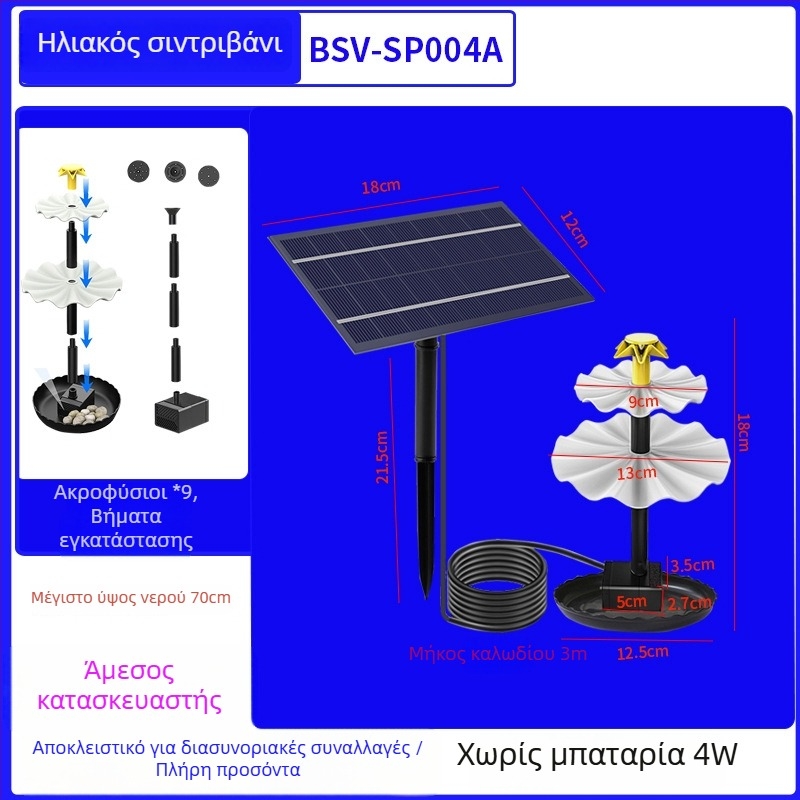 Best way ηλιακό συντριβάνι μπάνιου πουλιών με άμεση κίνηση