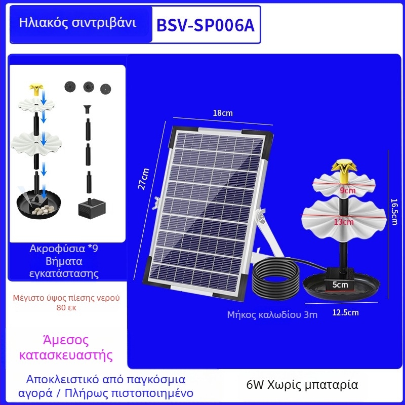Best way ηλιακό συντριβάνι μπάνιου πουλιών με άμεση κίνηση
