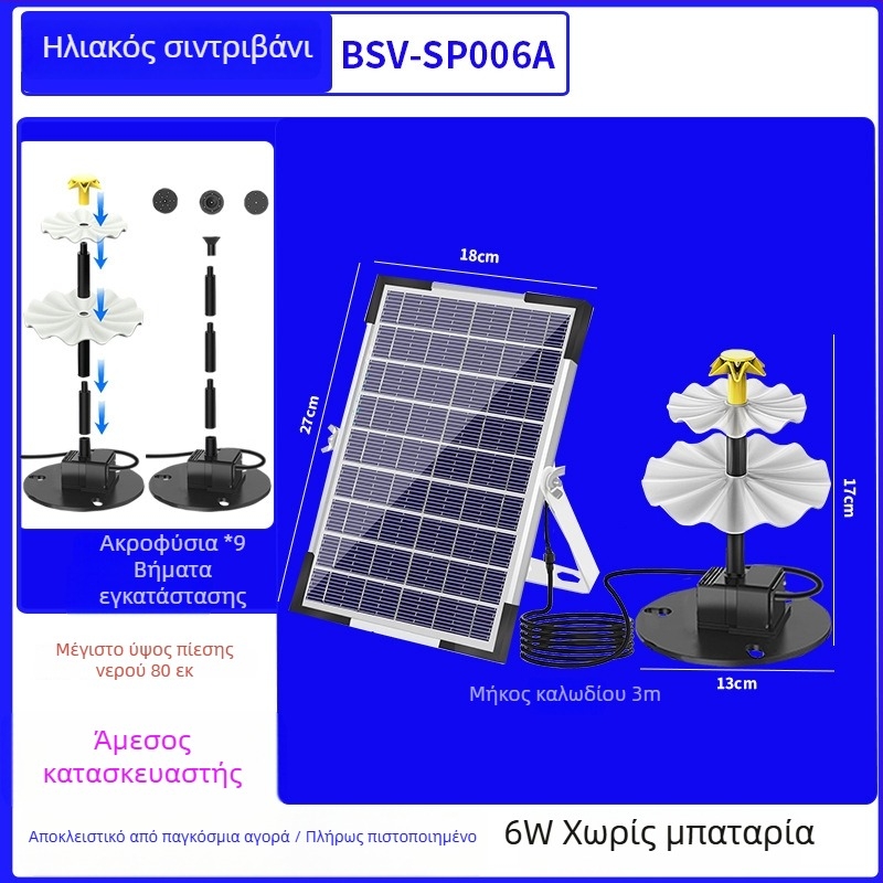Best way ηλιακό συντριβάνι μπάνιου πουλιών με άμεση κίνηση