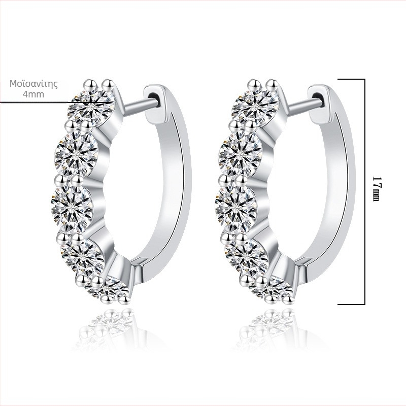 Moissanite σκουλαρίκια από 925 ασήμι, στρογγυλό κόψιμο με οκτώ καρδιές και οκτώ βέλη, κλασικό γυναικείο κόσμημα
