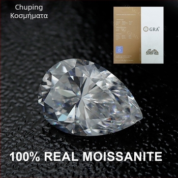 Moissanite σε σχήμα αχλαδιού, ελεύθερη πέτρα, συνθετικό πυριτίου-καρβίδιο λίθος, κοπή, καθαρότητα VVS