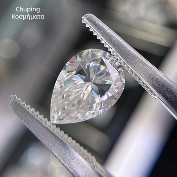 Moissanite σε σχήμα αχλαδιού, ελεύθερη πέτρα, συνθετικό πυριτίου-καρβίδιο λίθος, κοπή, καθαρότητα VVS