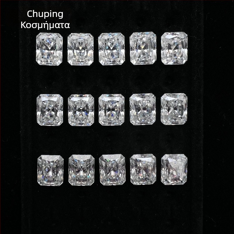 Moissanite δαχτυλίδι, Radiant κοπή, διαύγεια VVS, γεωμετρικός κεντρικός λίθος, ελαφρύ πολυτελές κόσμημα