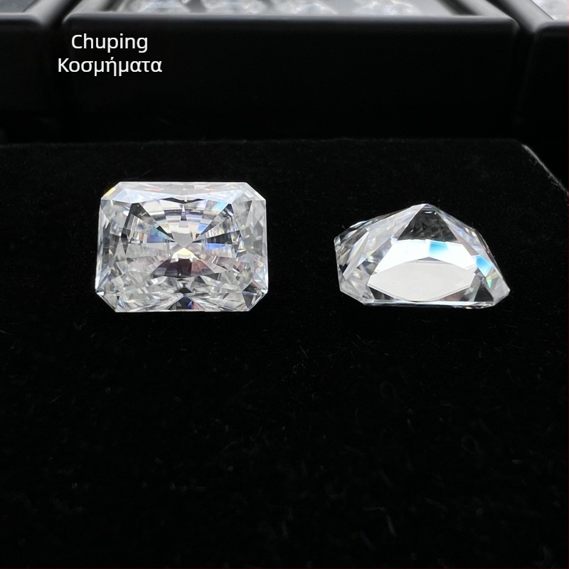 Moissanite δαχτυλίδι, Radiant κοπή, διαύγεια VVS, γεωμετρικός κεντρικός λίθος, ελαφρύ πολυτελές κόσμημα