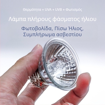 Μίνι λαμπτήρας ήλίου για ερπετά UVA/UVB 3.0 για χελώνες ξηρές και υδάτινες, συμπλήρωμα ασβεστίου, 25W