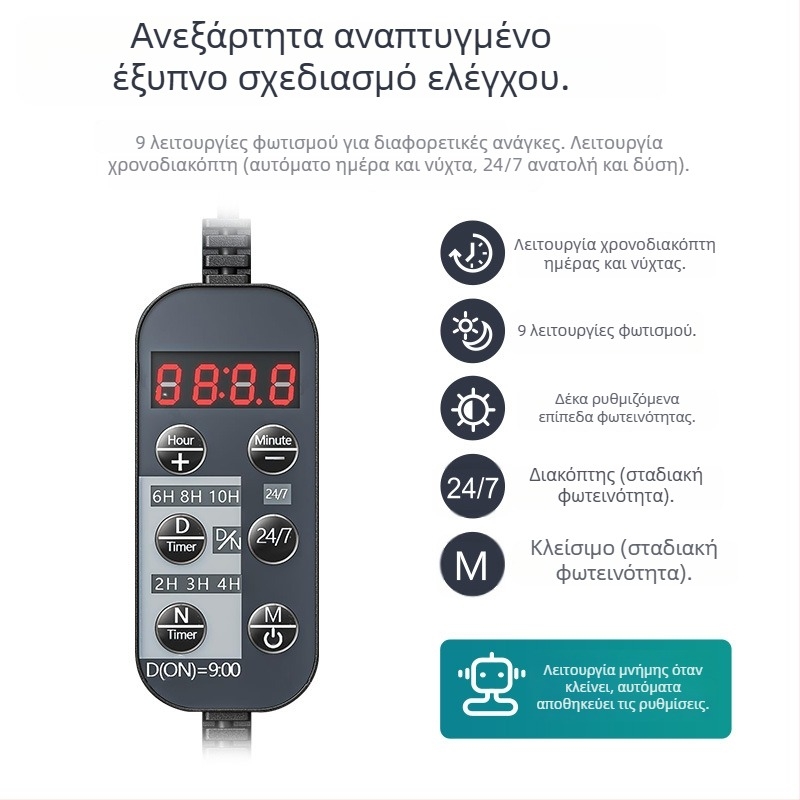Λάμπα LED ενυδρείου με WRGB πλήρες φάσμα, κράμα αλουμινίου, αδιάβροχη, χρονισμένη