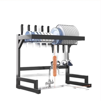 Ατσάλινο ράφι κουζίνας για αποθήκευση, πολυεπίπενο ράφι για νεροχύτης και στέγνωσης πιάτων, θήκη μαχαιριών, πολυλειτουργική αποθήκευση