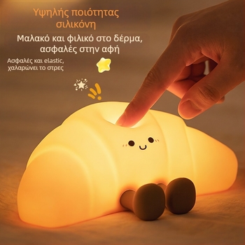 Μικρό νυχτερινό φως σιλικόνης με επτάχρωμη αλλαγή φωτισμού, χρονόμετρο και φωτισμό ενεργοποιούμενο με πάτημα — μοντέλο JXJA089, τροφοδοσία με μπαταρία, έως 36V