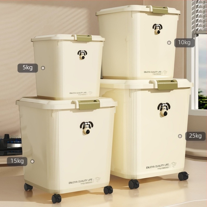 Κουβάς αποθήκευσης τροφής γάτας και σκύλου, σφραγισμένος, πολυπροπυλένιο, οικιακή χρήση