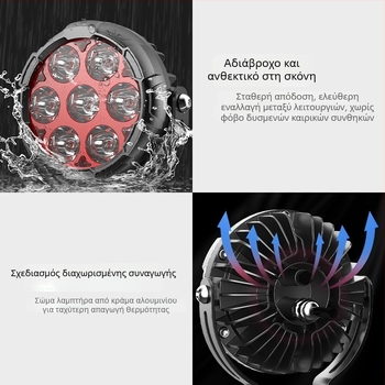 Προβολέας LED για μοτοσικλέτα με επτά LED, φως ομίχλης, βοηθητικό φανάρι εκτός δρόμου – εξαιρετικά φωτεινό εμπρόσθιο φως