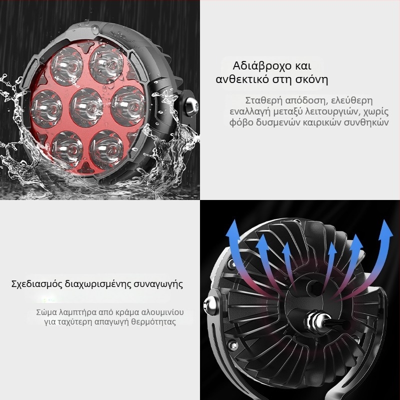 Προβολέας LED για μοτοσικλέτα με επτά LED, φως ομίχλης, βοηθητικό φανάρι εκτός δρόμου – εξαιρετικά φωτεινό εμπρόσθιο φως
