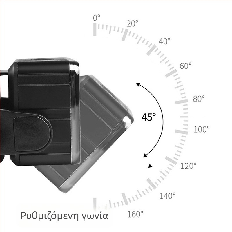 Φακός κεφαλής USB επαναφορτιζόμενος με XTE LED, 20W, εμβέλεια 50–100 m