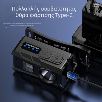 Κεφαλοφως με αισθητήρα — LED 5W, ενσωματωμένη μπαταρία 800 mAh, επαναφορτιζόμενο, εμβέλεια έως 100–200 m