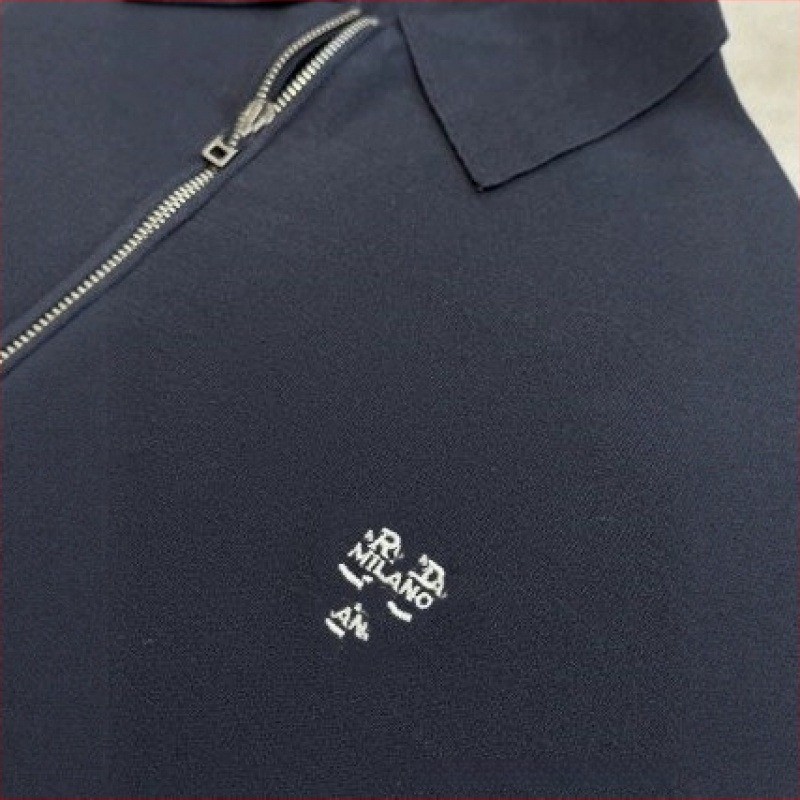 Πόλο πουκάμισο από βαμβακο-μίξη με κοντά μανίκια, γιακά polo με μισό φερμουάρ, κέντημα, άνετη γραμμή