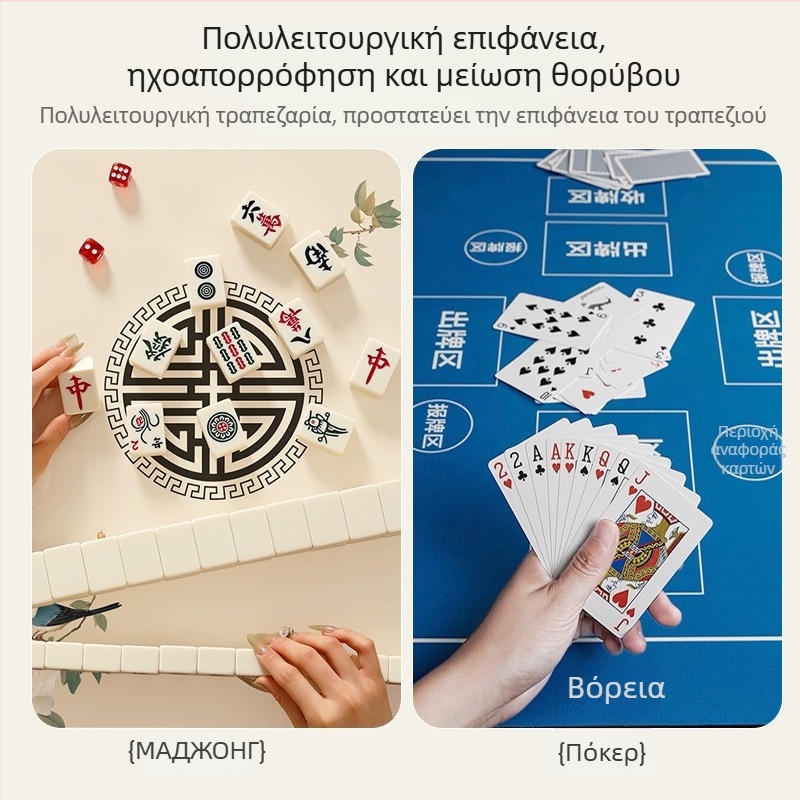 Τραπεζομάντιλο για Τέξας Χολντεμ με αντιολισθητικές και ηχομονωτικές λειτουργίες· μίγμα υλικών, τετράγωνο σχήμα, μοτίβο πλέγματος, ανθεκτικότητα σε υψηλές θερμοκρασίες