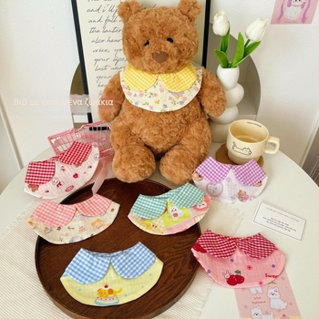 Φουλάρι κατοικίδίων για γάτες και σκύλους — μοτίβο καρτούν και καρό, πολυεστέρας, ύφανση απλό, εκτύπωση, στυλ πριγκίπισσα