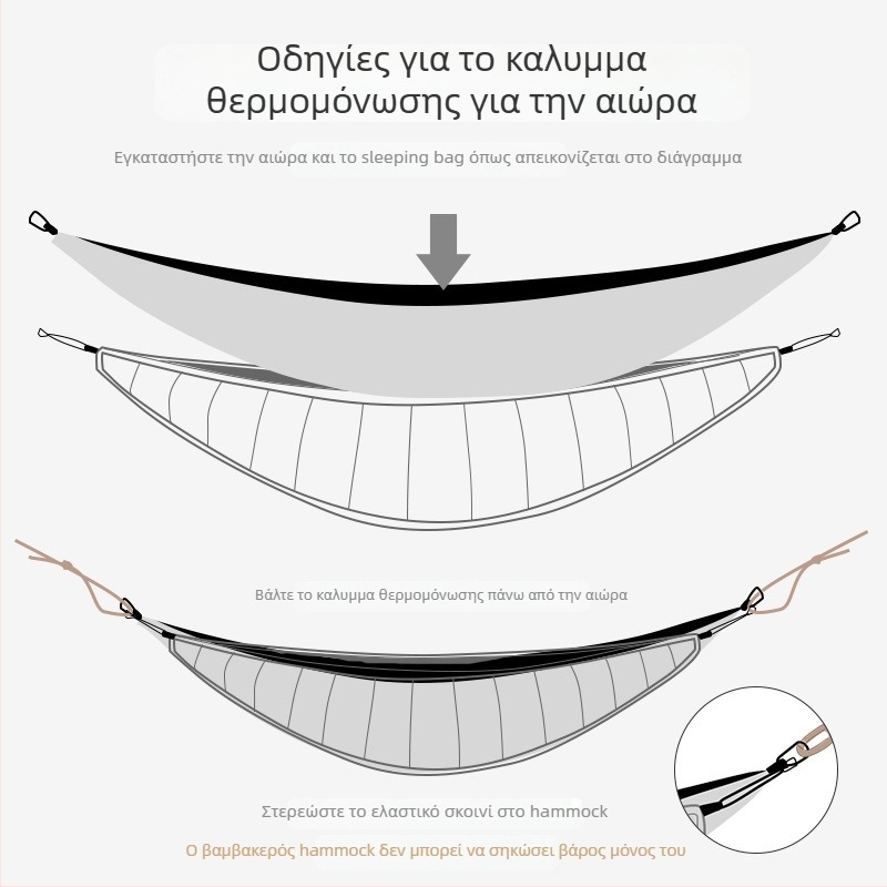 Κρεμάστρα κατασκήνωσης με επιφάνεια από 20D ripstop νάιλον, για υπαίθρια κατασκήνωση, φορτίο 200 kg, βάρος 1032 γρ