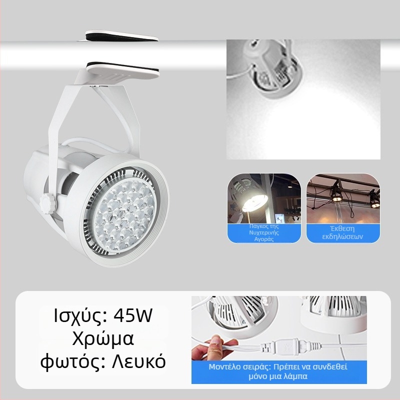 LED κλιπ προβολέας για οθόνες προβολής – αλουμινένιο περίβλημα, 220V, CRI ≥90, διακόπτης με κουμπί, χειροκίνητος έλεγχος