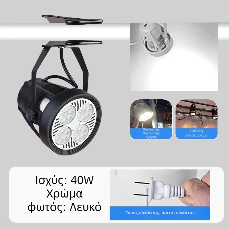 LED κλιπ προβολέας για οθόνες προβολής – αλουμινένιο περίβλημα, 220V, CRI ≥90, διακόπτης με κουμπί, χειροκίνητος έλεγχος