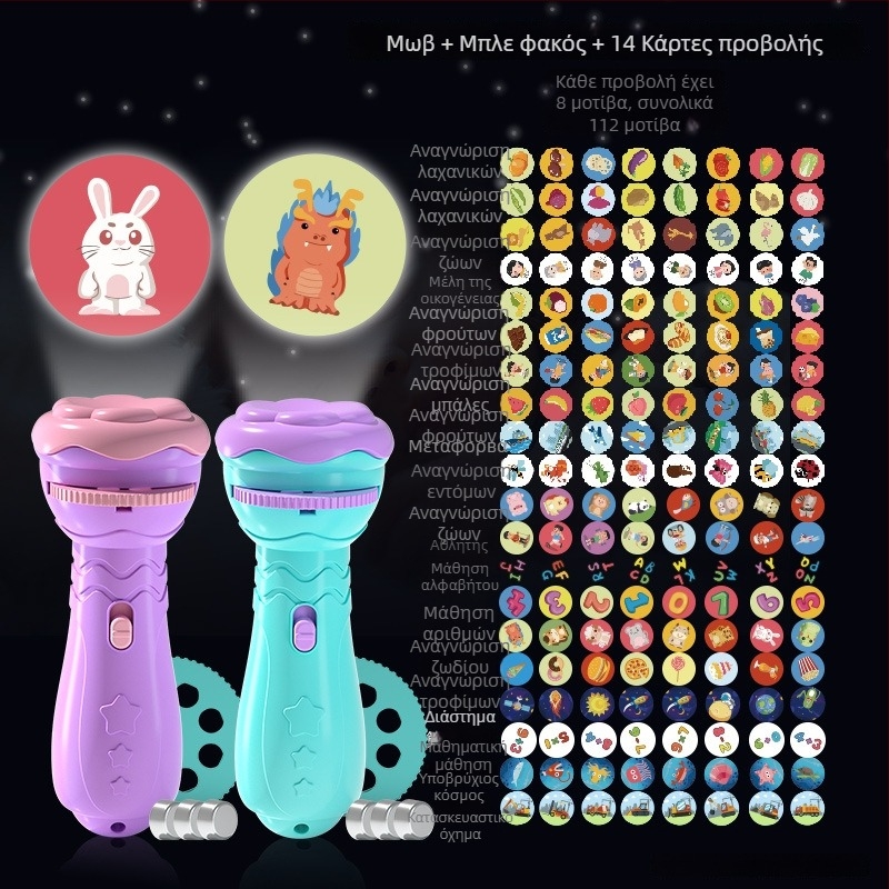 Φακός προβολής LED για παιδιά – προβολή ουρανού με αστέρια, κατάλληλος για ηλικίες 4–6 ετών, πλαστικό