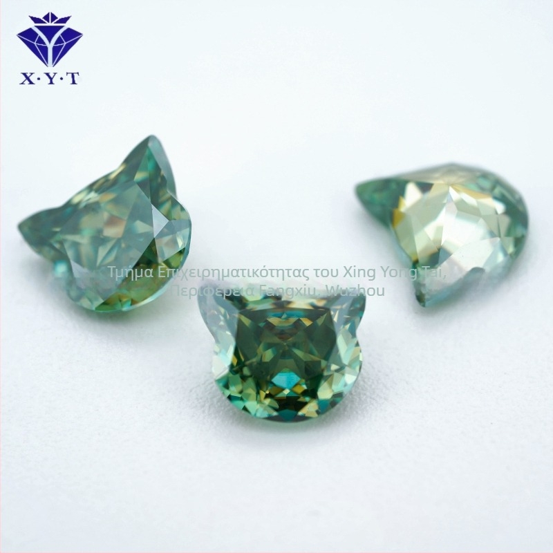 Moissanite κρεμαστό με σχήμα κεφαλής γάτας, γυαλιστερό φινίρισμα, VVS καθαρότητα