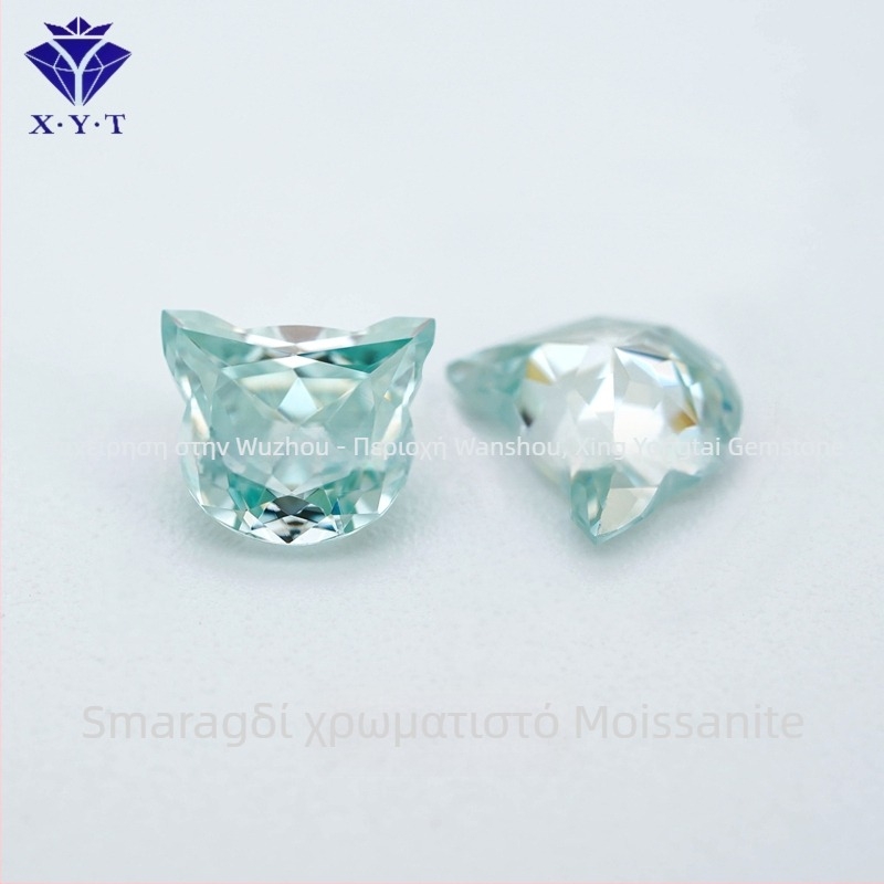 Moissanite κρεμαστό με σχήμα κεφαλής γάτας, γυαλιστερό φινίρισμα, VVS καθαρότητα