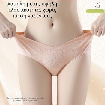 Αναπνεύσιμα βαμβακερά εσώρουχα εγκυμοσύνης με επεκτεινόμενο καβάλο για πρώιμη έως τελική εγκυμοσύνη, χαμηλή μέση, στήριξη κοιλιάς σε σχήμα V