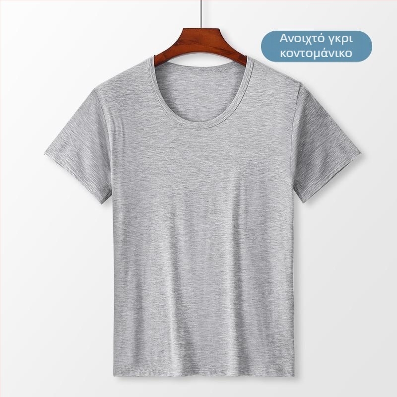Ανδρικό T-Shirt από Modal με στρογγυλή λαιμόκοψη και κοντά μανίκια — Μινιμαλιστικό στυλ, 161-180 g/m², Για όλη τη σεζόν
