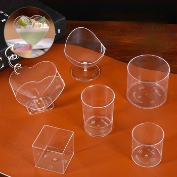 Πλαστικό τετράγωνο κύπελλο επιδορπίων μίας χρήσης, διαφανές, με καπάκι, για καταστήματα milk tea