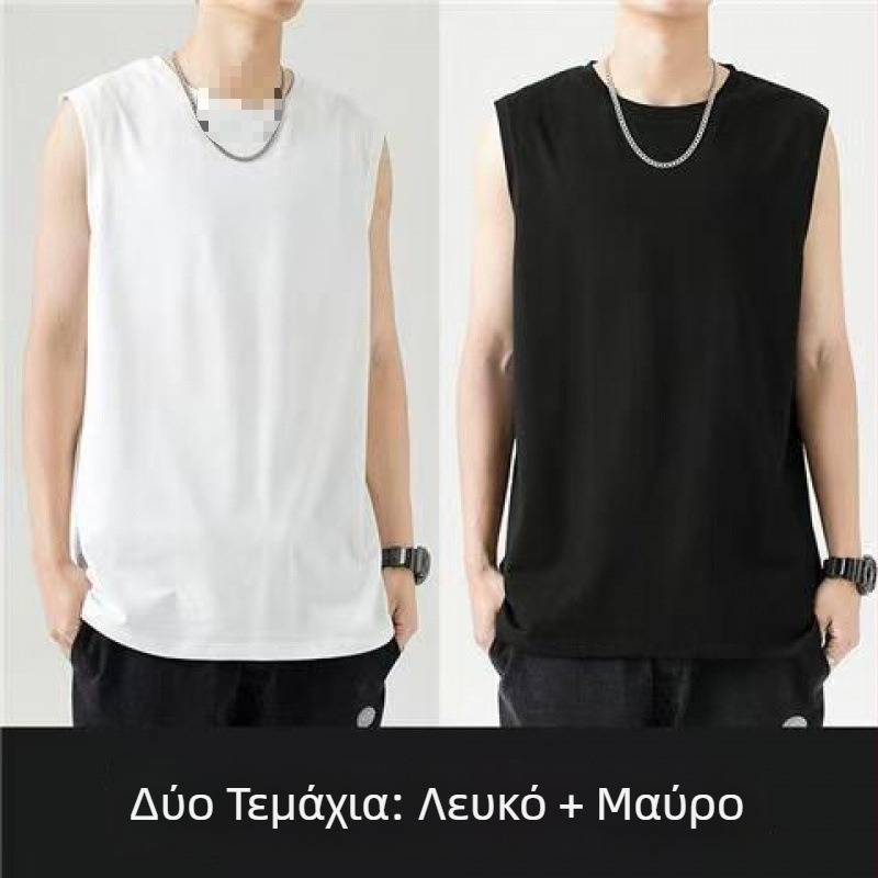 Αμάνικο βαμβακερό γιλέκο, χαλαρή γραμμή, εκτύπωση λογότυπου, 96% βαμβάκι