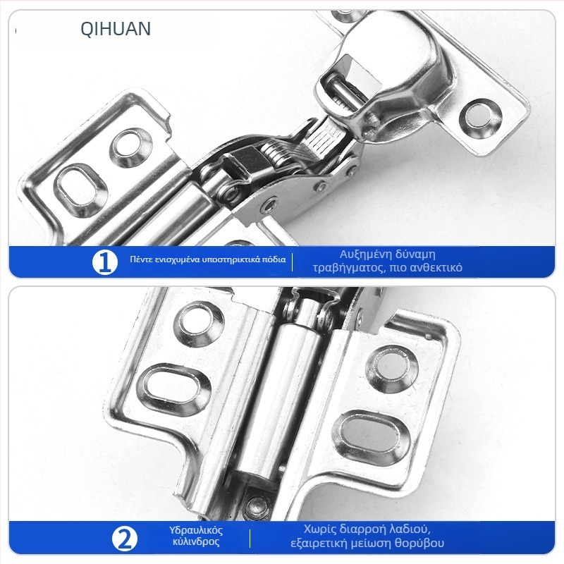 Μεντεσές πόρτας ντουλάπας με υδραυλική απόσβεση για ήσυχο άνοιγμα, νικελωμένος σώμα από χάλυβα ψυχρής έλασης, κατάλληλος για ξύλινες πόρτες/ντουλάπες