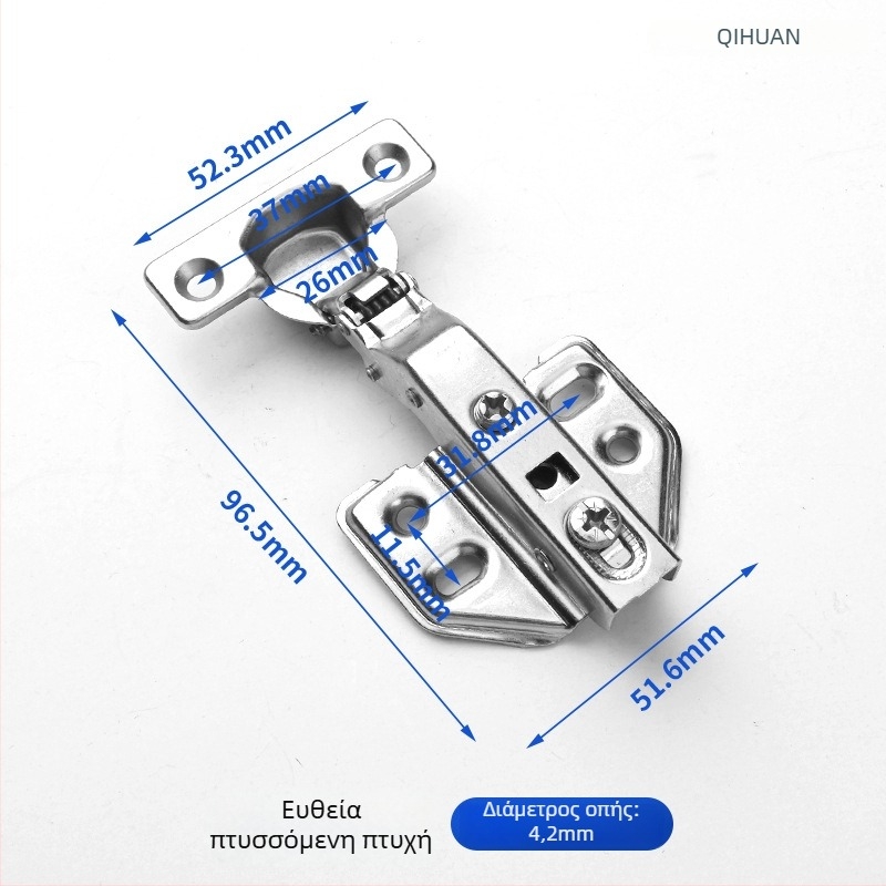 Μεντεσές πόρτας ντουλάπας με υδραυλική απόσβεση για ήσυχο άνοιγμα, νικελωμένος σώμα από χάλυβα ψυχρής έλασης, κατάλληλος για ξύλινες πόρτες/ντουλάπες