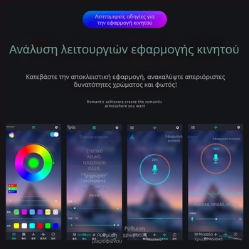 Σετ τεσσάρων πολυχρωμικών LED φώτων αυτοκινήτου με έλεγχο μέσω εφαρμογής και φωνητικό έλεγχο, για φωτισμό ποδιών