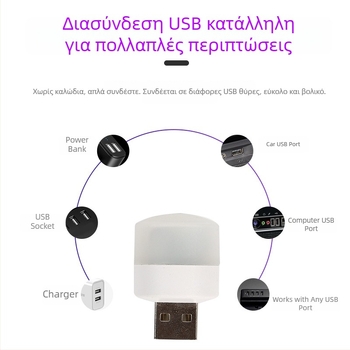 Φωτιστικό περιβάλλοντος αυτοκινήτου, USB-τροφοδοτούμενο κυκλικό αφής λαμπτήρα, 3W, 5V, 2A, ABS