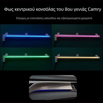 Highville LED φως περιβάλλοντος ταμπλό για Toyota Camry 8η γενιά (2018–2023) – Μοντέλο 879; Snap-on εγκατάσταση; 12V; 1.3W; ABS