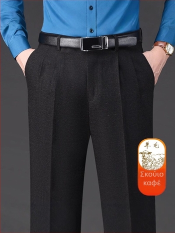 Ανδρικά παντελόνια για επιχειρηματικό στυλ, ίσια γραμμή, χειμερινά, με 85% μαλλί