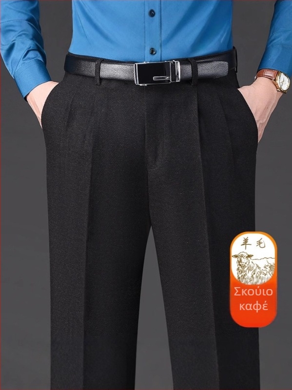 Ανδρικά παντελόνια για επιχειρηματικό στυλ, ίσια γραμμή, χειμερινά, με 85% μαλλί