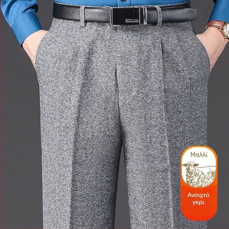 Ανδρικά παντελόνια για επιχειρηματικό στυλ, ίσια γραμμή, χειμερινά, με 85% μαλλί